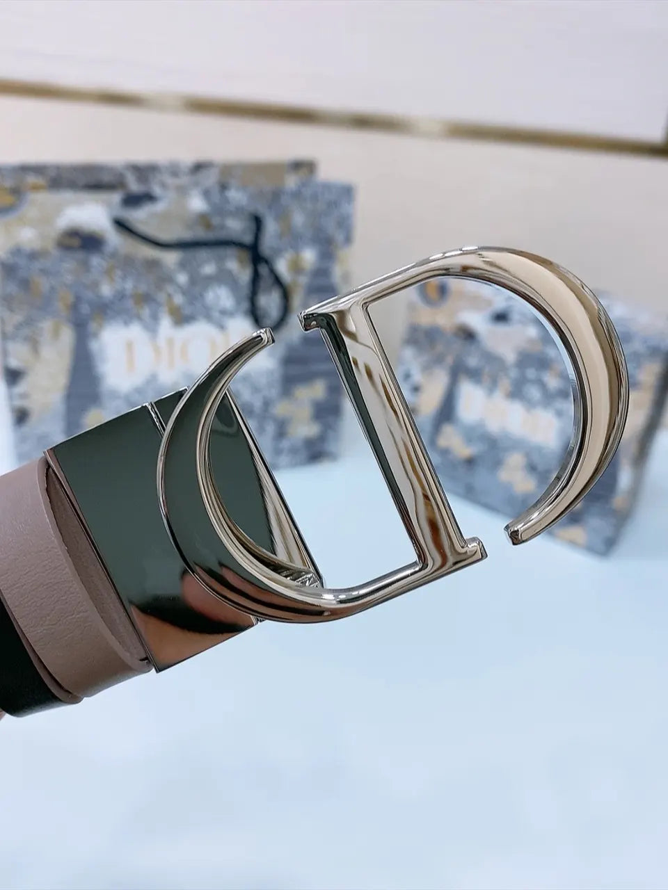 Dior Taupe Leather Belt - Hình 6