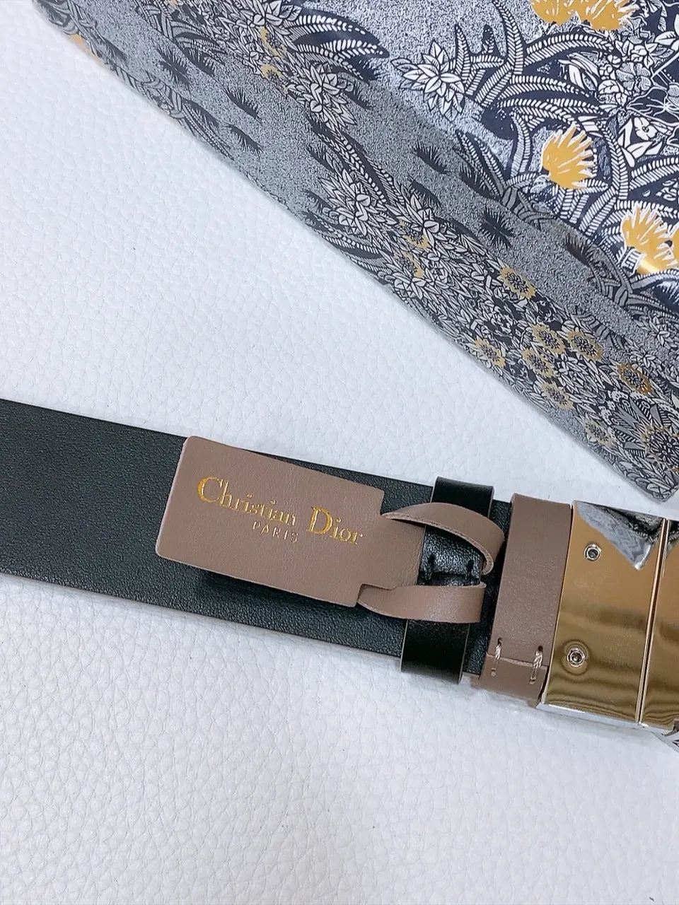Dior Taupe Leather Belt - Hình 4