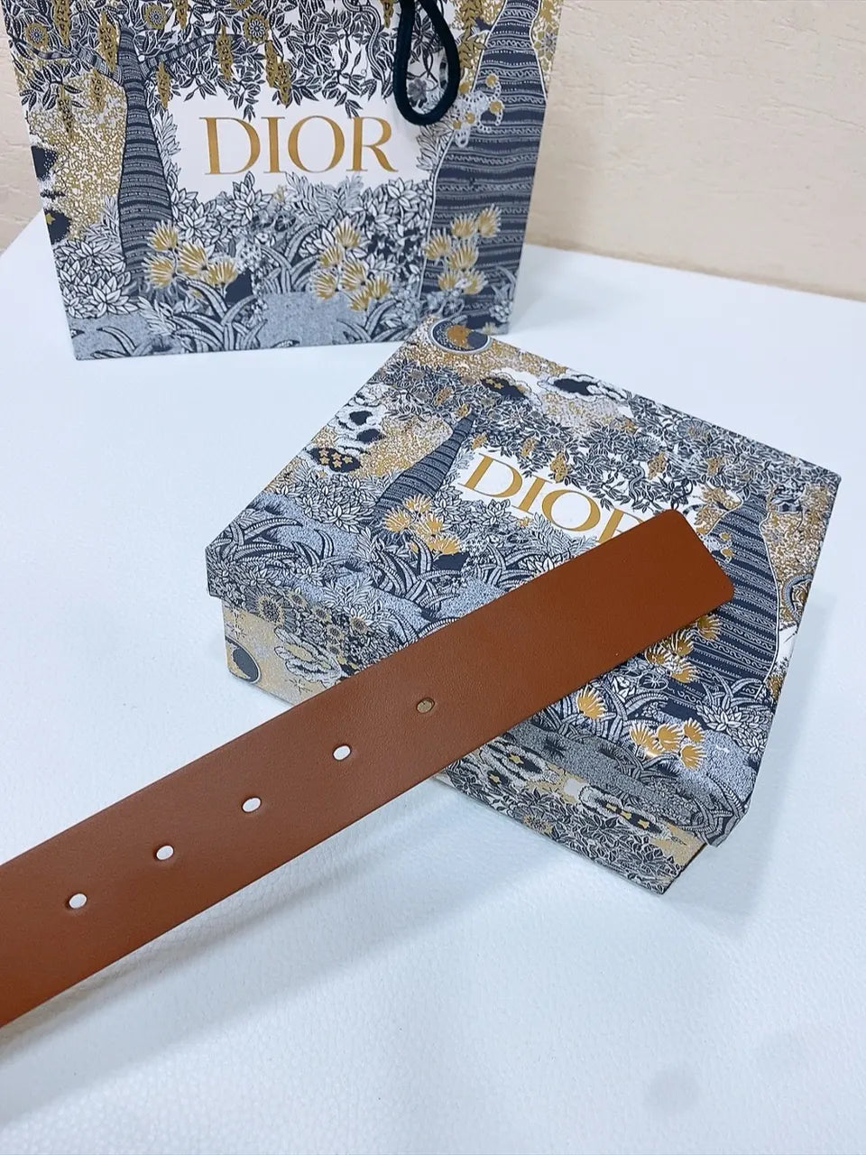 Dior Caramel Leather Belt - Hình 2