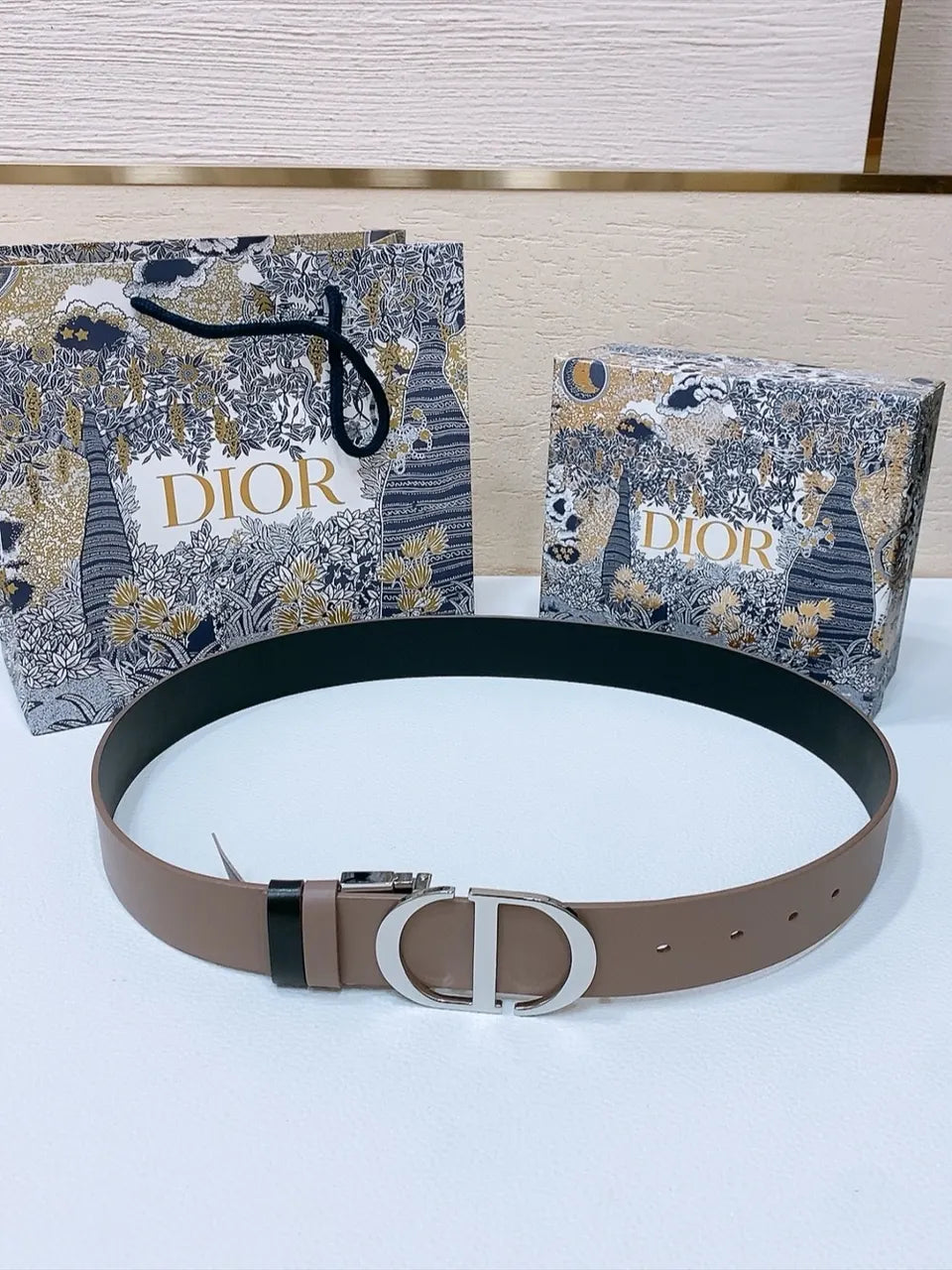 Dior Taupe Leather Belt