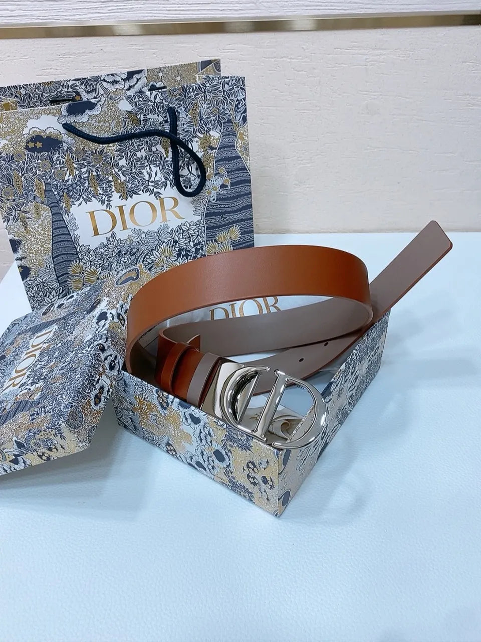 Dior Caramel Leather Belt - Hình 4