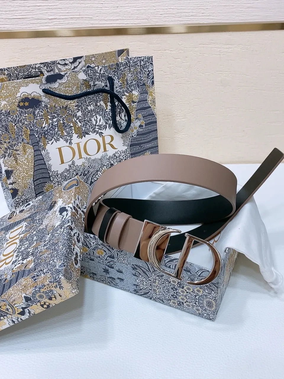Dior Taupe Leather Belt - Hình 5