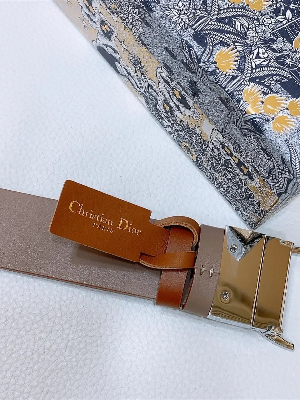Dior Caramel Leather Belt - Hình 3