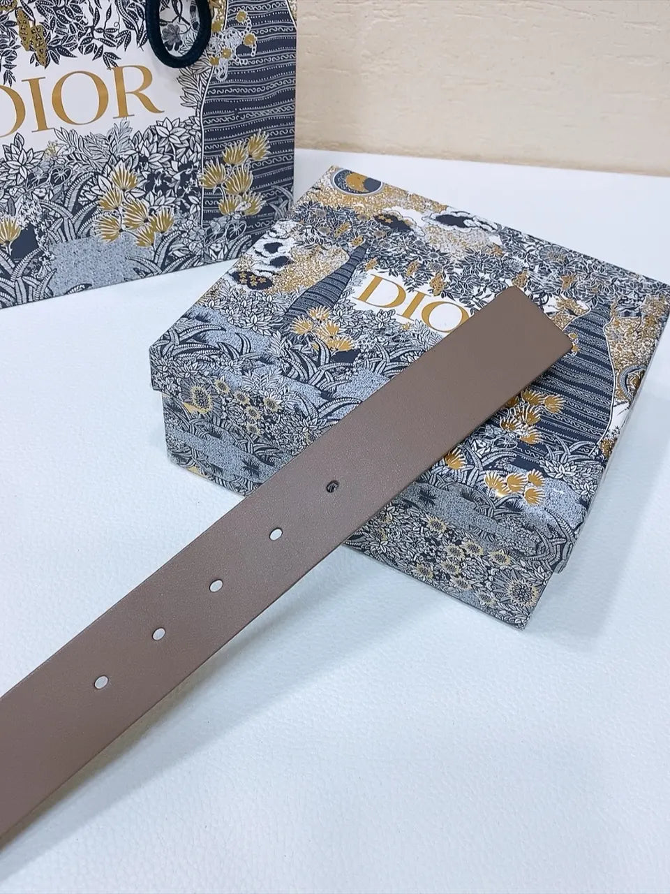 Dior Taupe Leather Belt - Hình 3