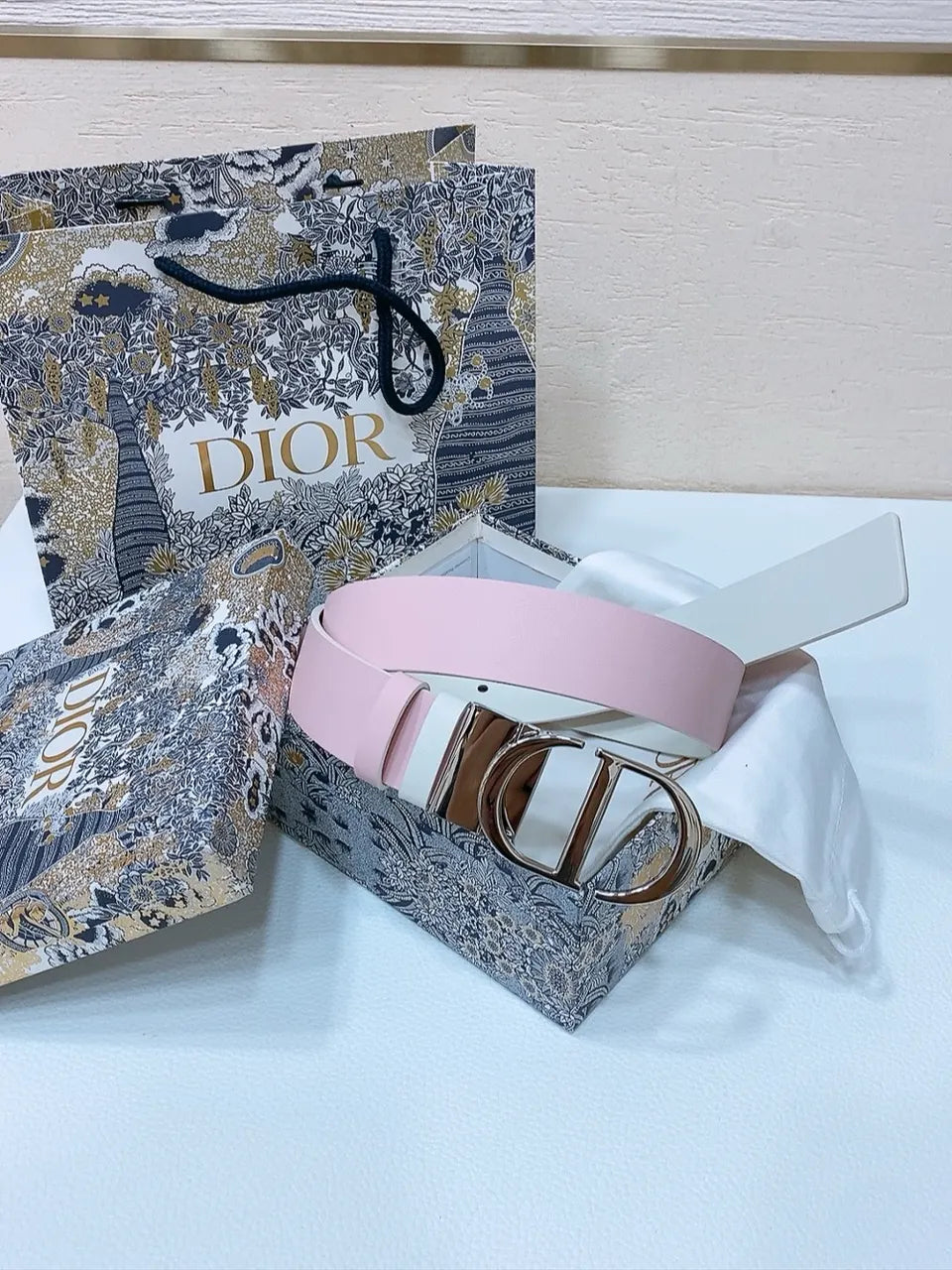 Dior Pink Leather Belt - Hình 5