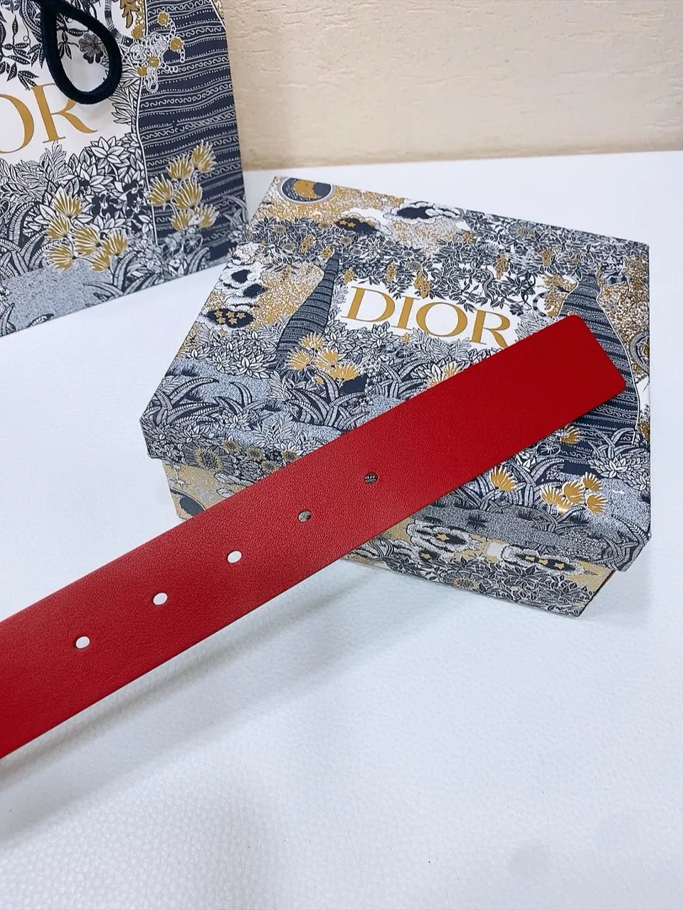 Dior Red Leather Belt - Hình 3