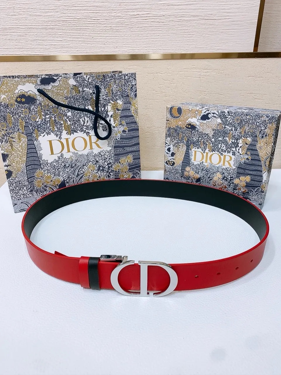 Dior Red Leather Belt