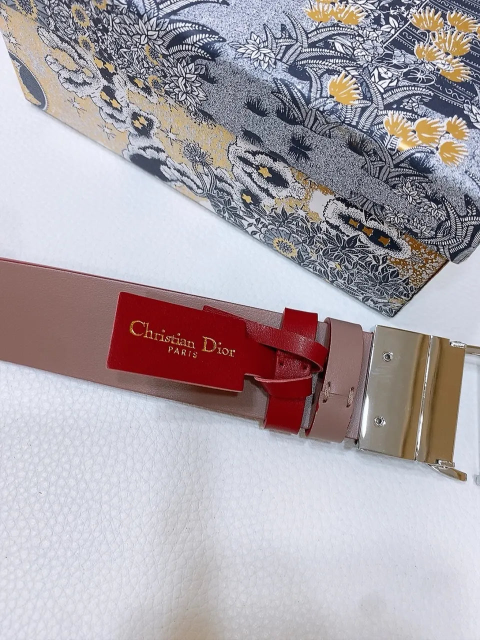Dior Red Leather Belt - Hình 4