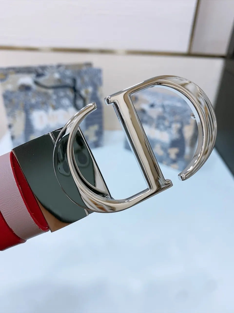 Dior Red Leather Belt - Hình 6