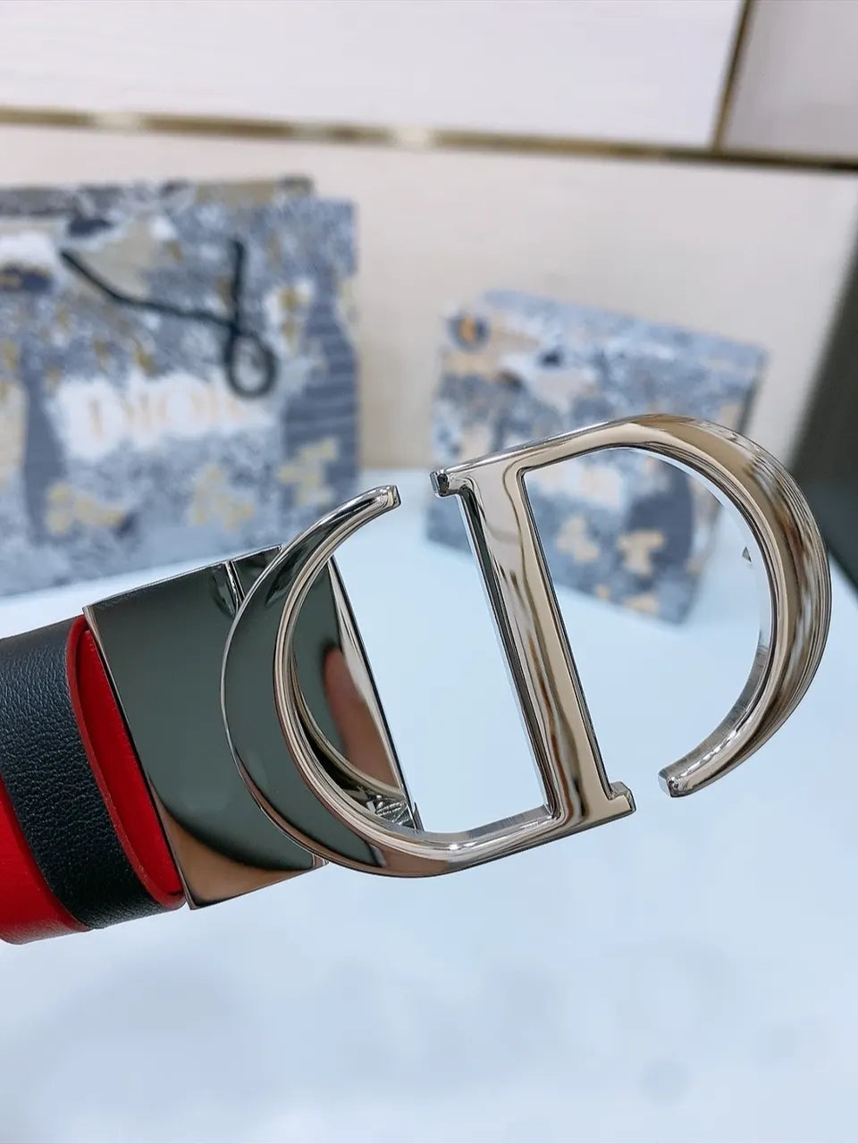 Dior Red Leather Belt - Hình 6