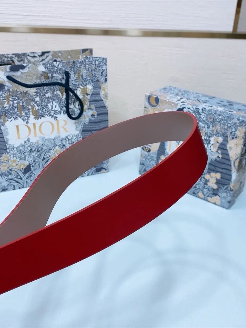 Dior Red Leather Belt - Hình 2