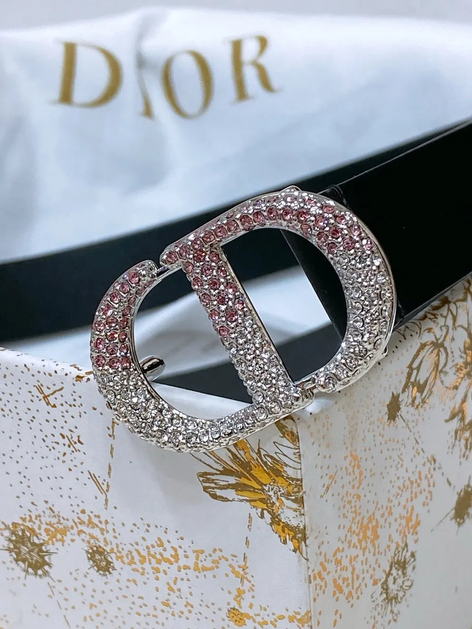Dior Black Crystal Belt - Hình 4