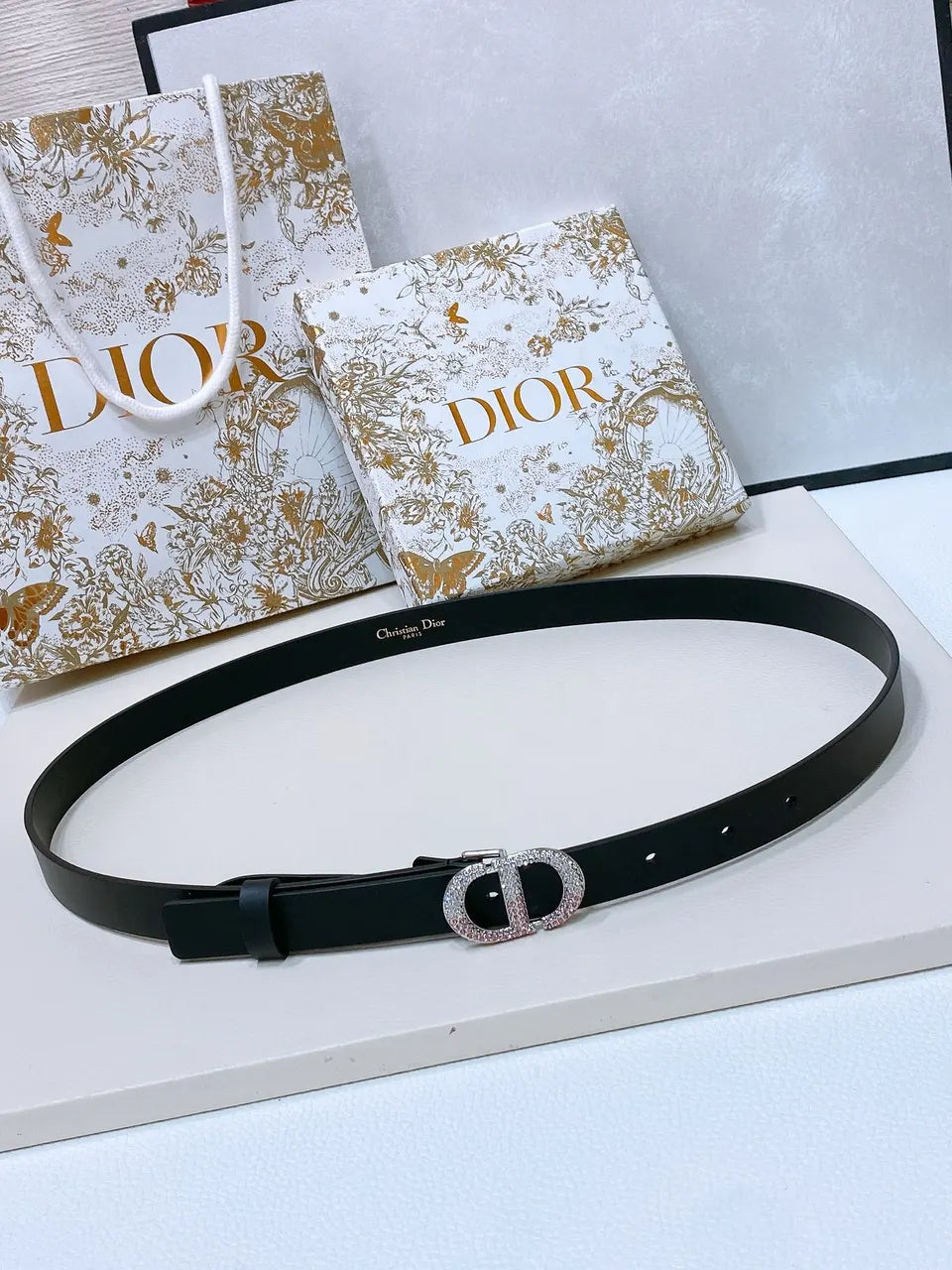 Dior Black Crystal Belt - Hình 5