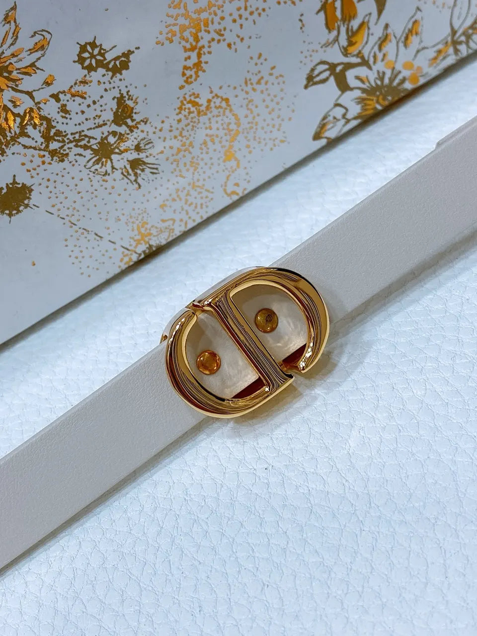 Dior Beige Leather Belt - Hình 3