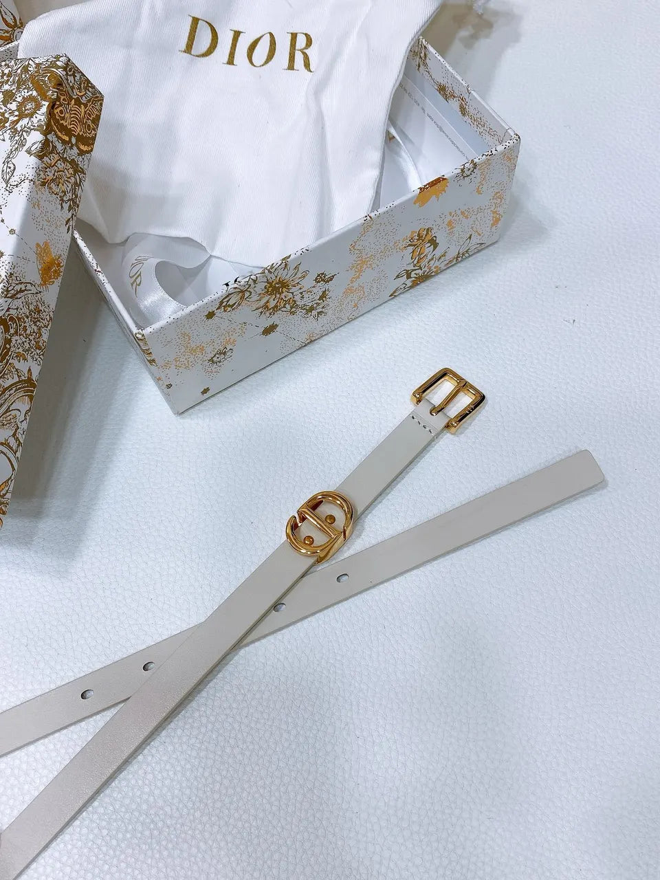 Dior Beige Leather Belt - Hình 5