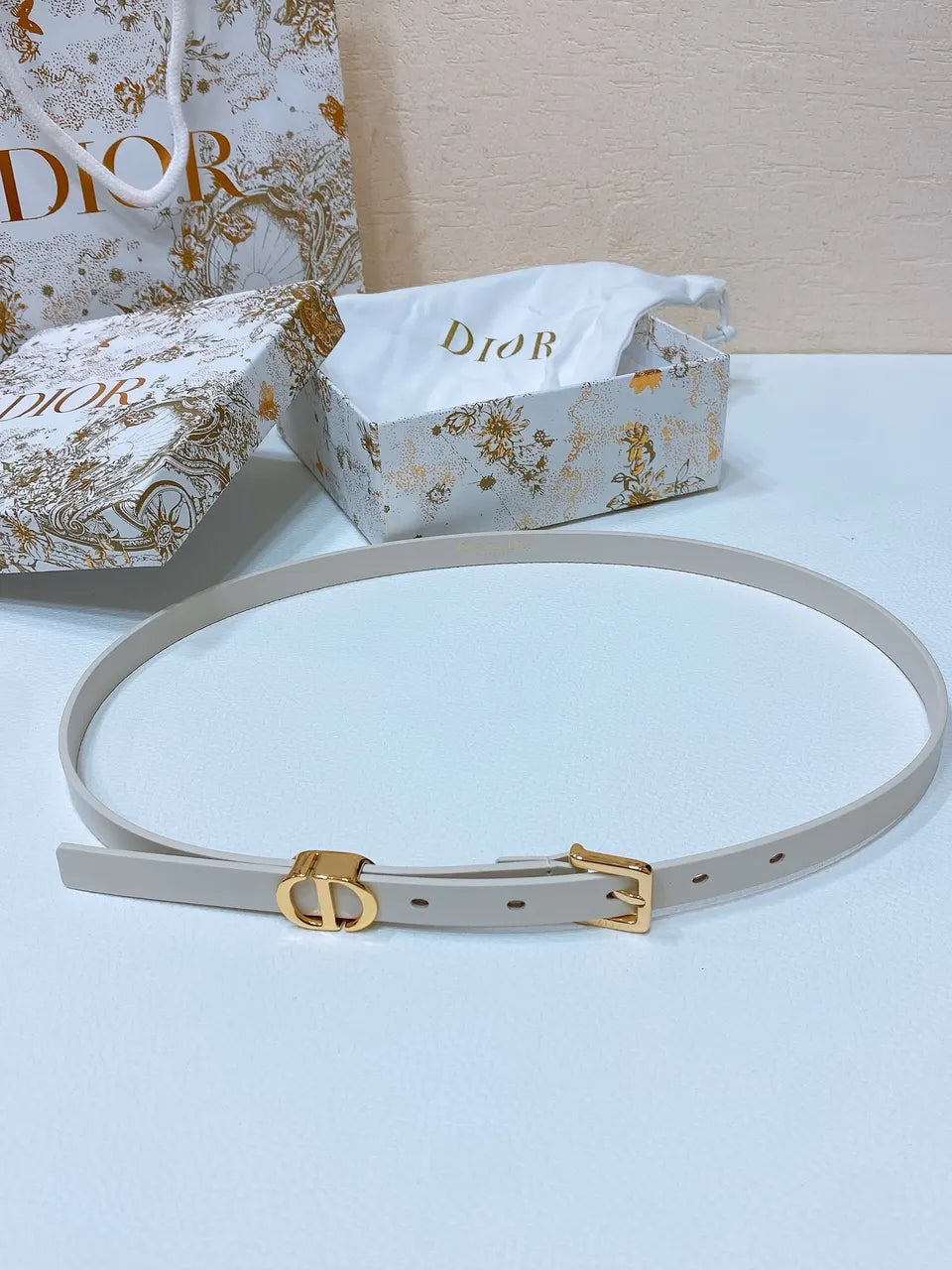 Dior Beige Leather Belt - Hình 6