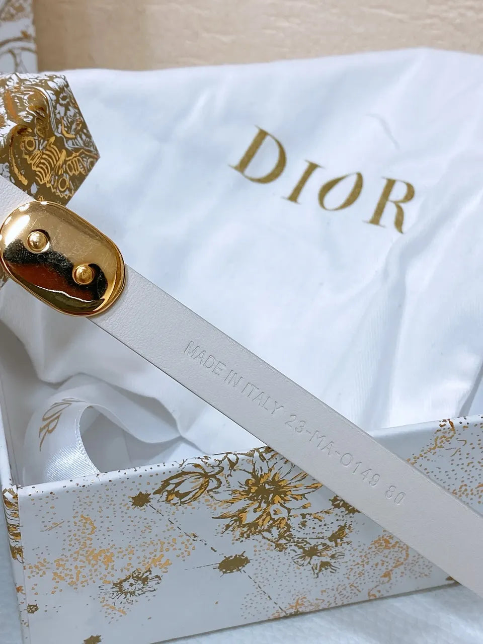 Dior Beige Leather Belt - Hình 2