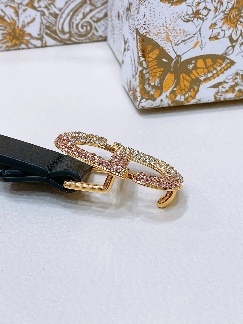 Dior Black Leather Belt - Hình 2