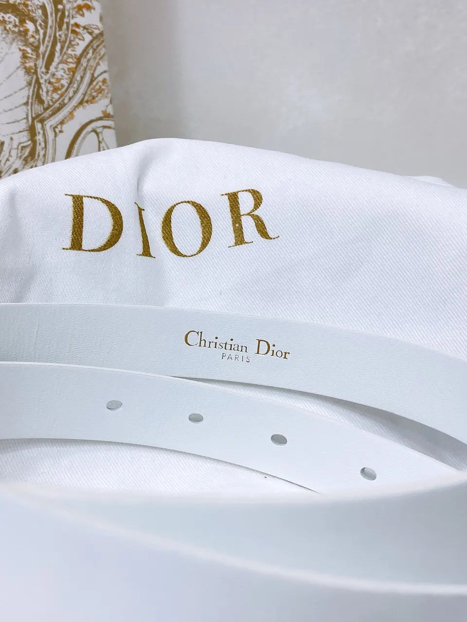 Dior White Leather Belt - Hình 3
