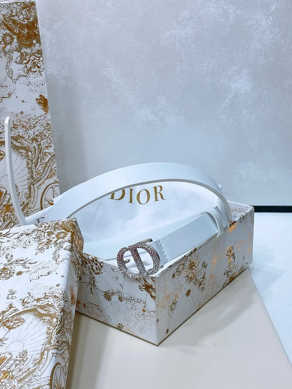 Dior White Leather Belt