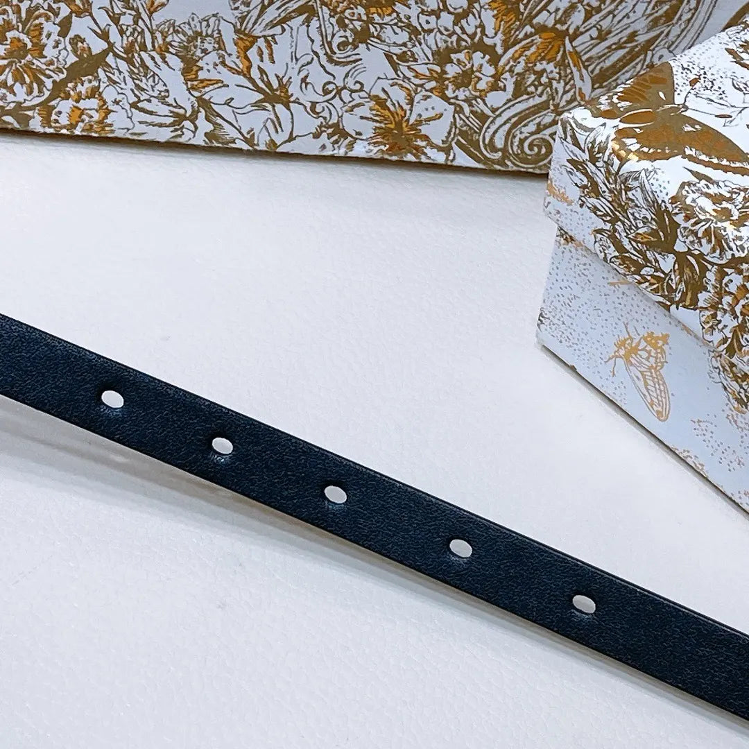 Dior Black Leather Belt - Hình 2