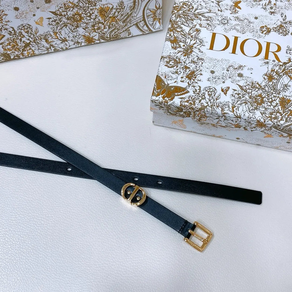 Dior Black Leather Belt - Hình 7