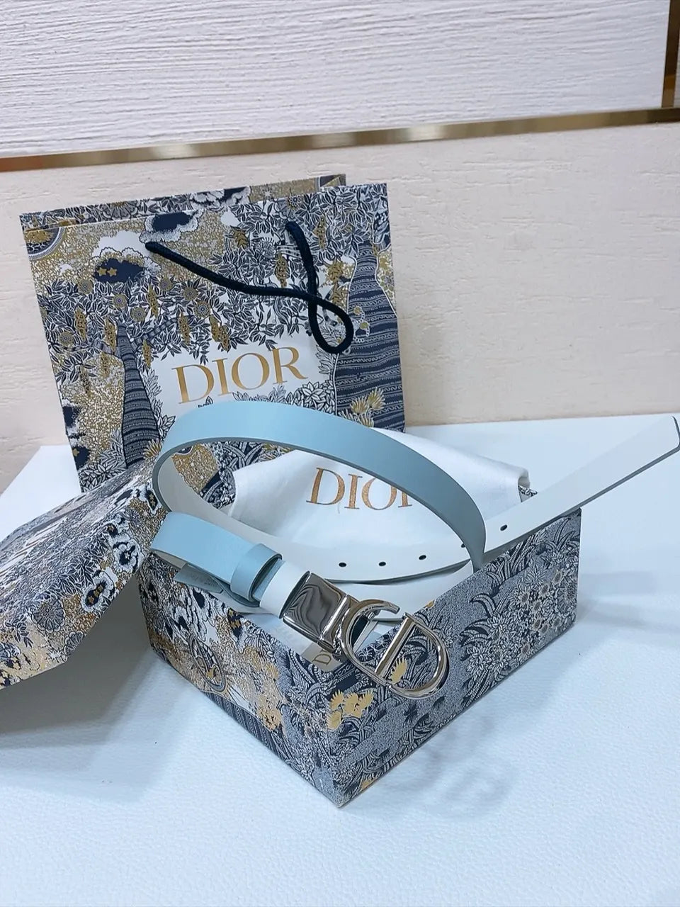 Dior Blue Leather Belt - Hình 5