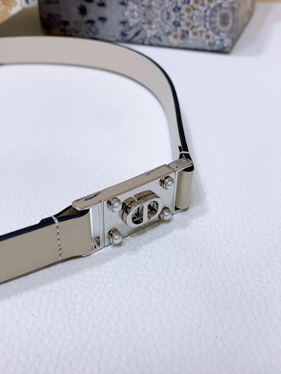 Dior Ivory Leather Belt - Hình 2