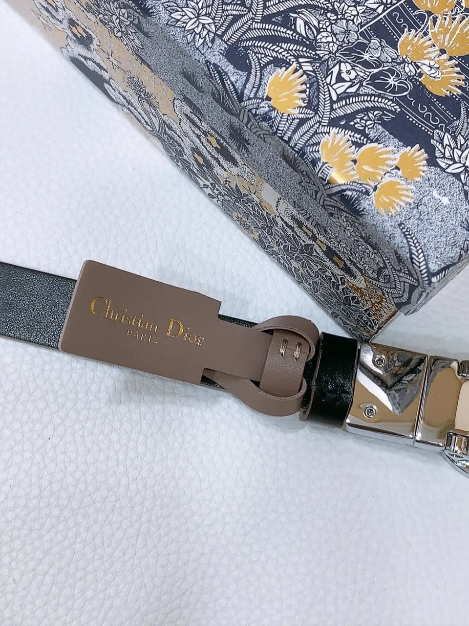 Dior Taupe Leather Belt - Hình 4