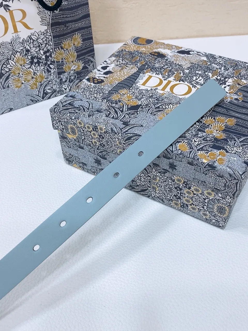 Dior Blue Leather Belt - Hình 3