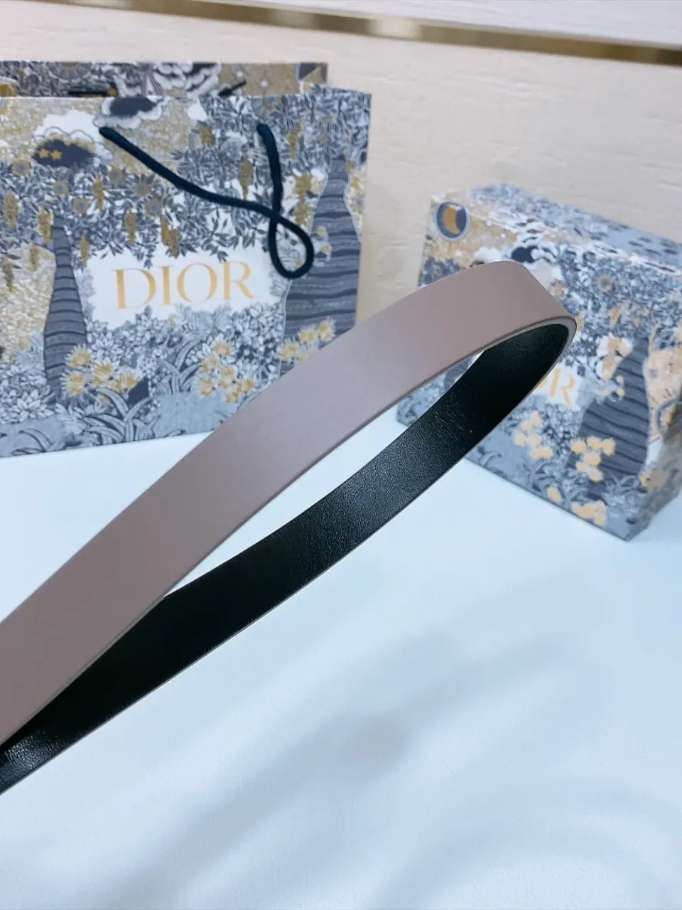 Dior Taupe Leather Belt - Hình 3