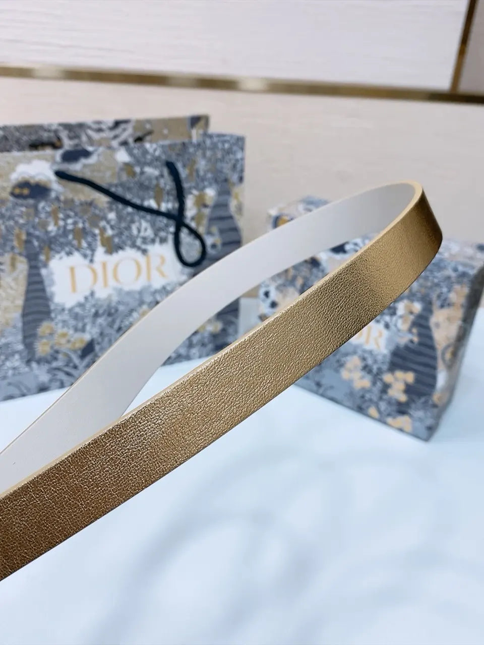 Dior Metallic Gold Belt - Hình 3