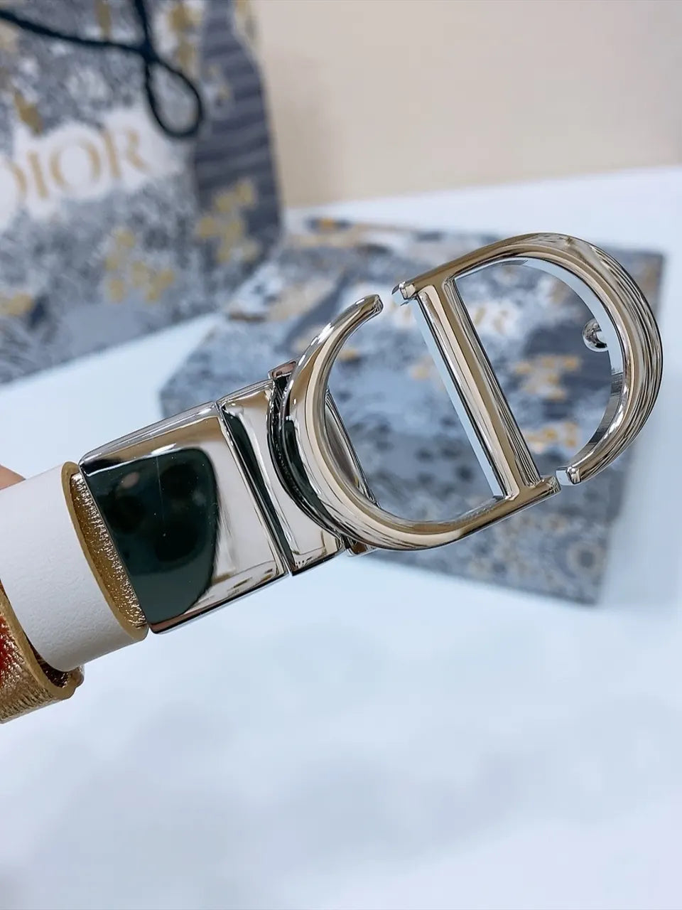 Dior Metallic Gold Belt - Hình 4