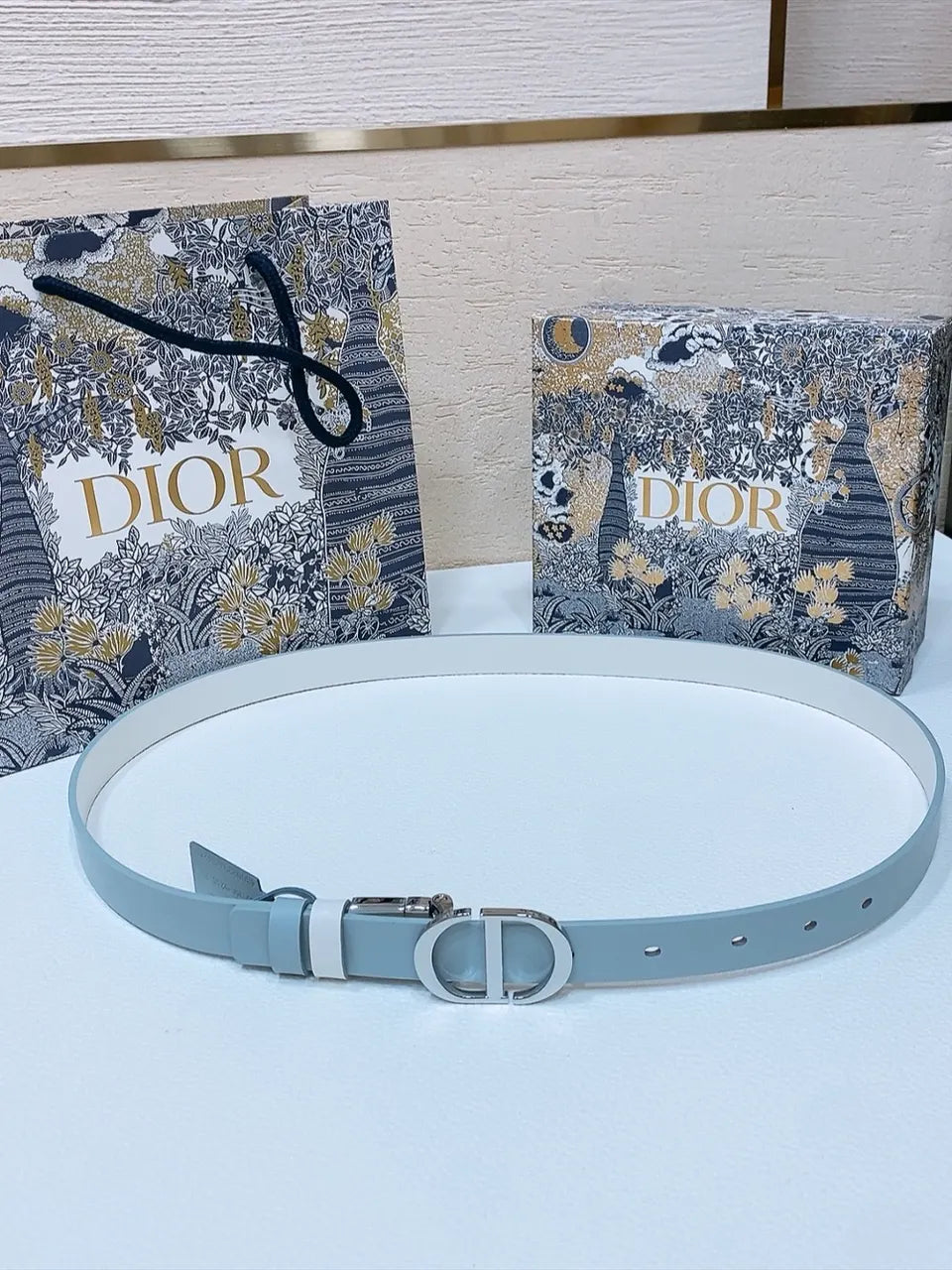 Dior Blue Leather Belt