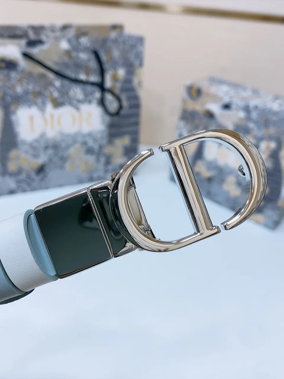 Dior Blue Leather Belt - Hình 6