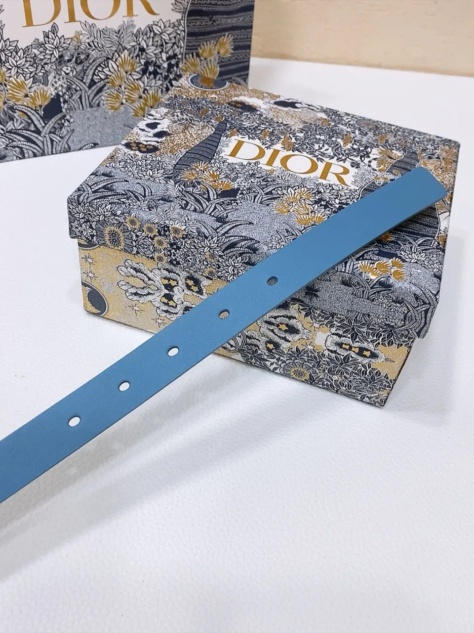 Dior Blue Leather Belt - Hình 3