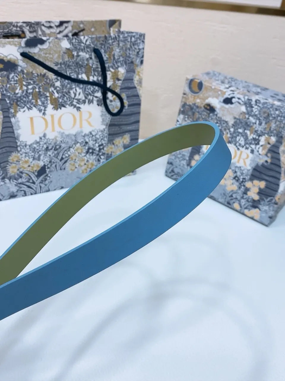 Dior Blue Leather Belt - Hình 2
