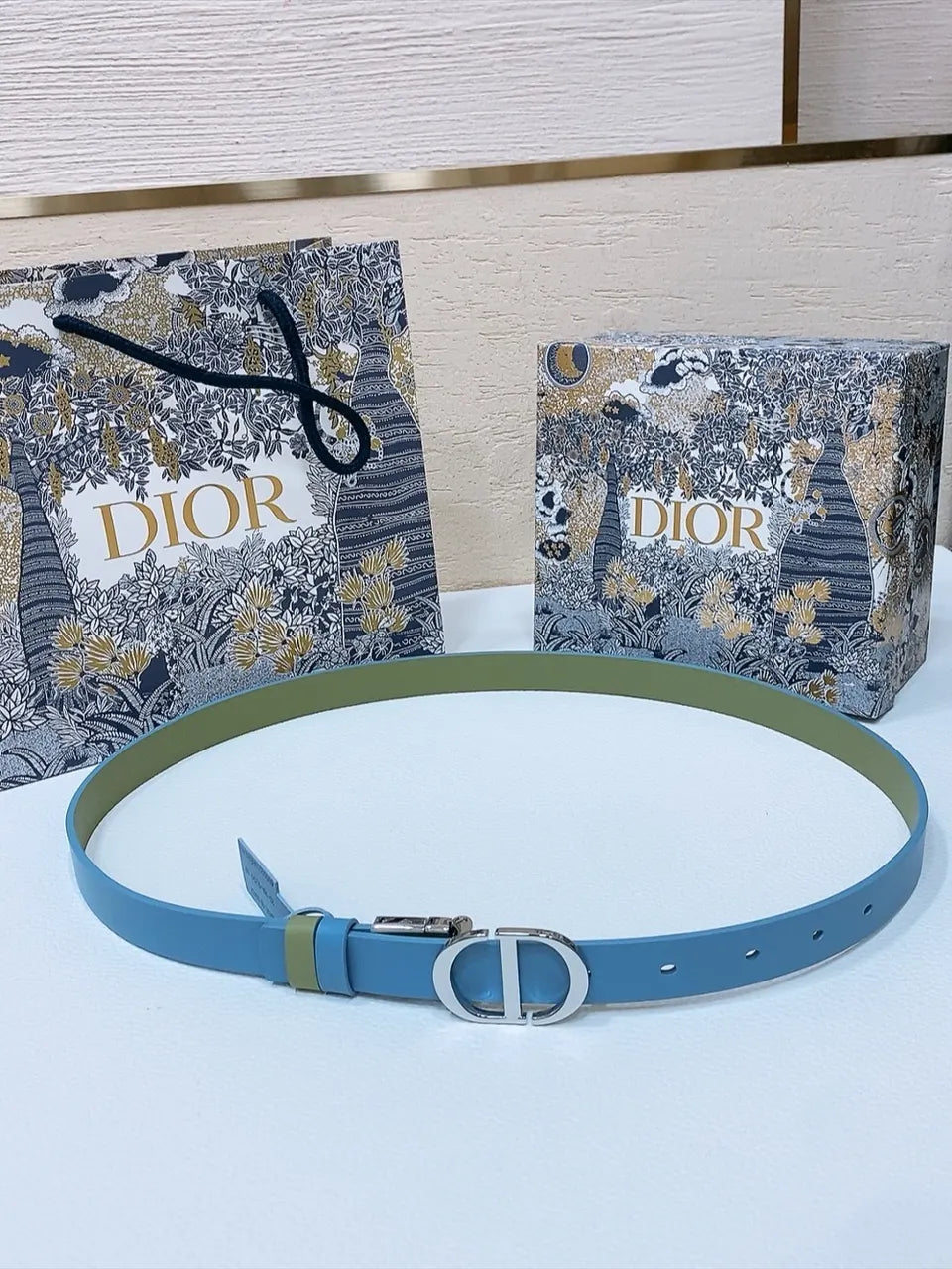 Dior Blue Leather Belt