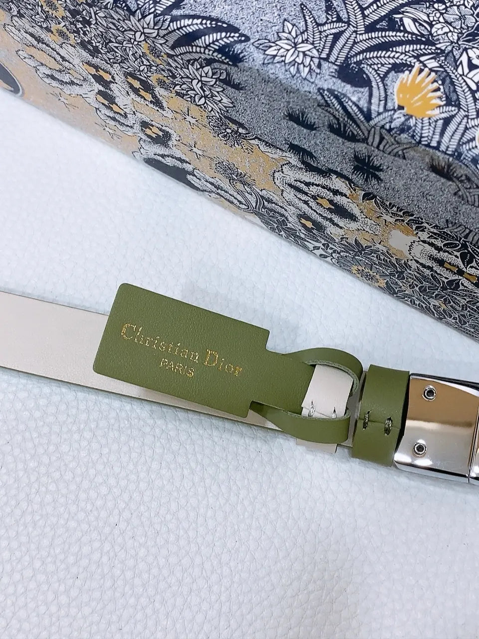 Dior Olive Green Leather Belt - Hình 4