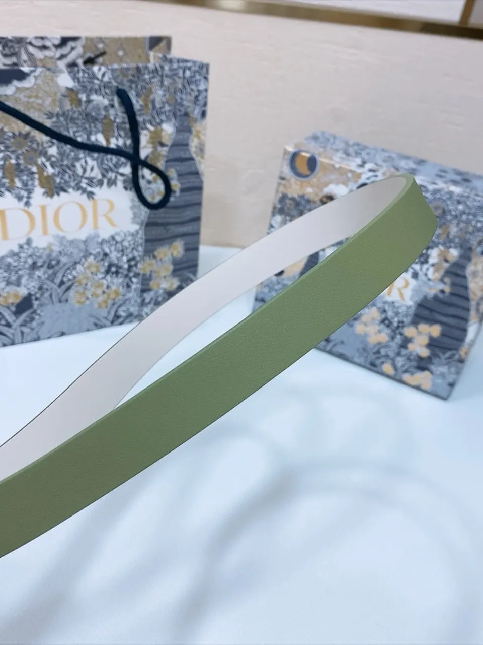 Dior Olive Green Leather Belt - Hình 2