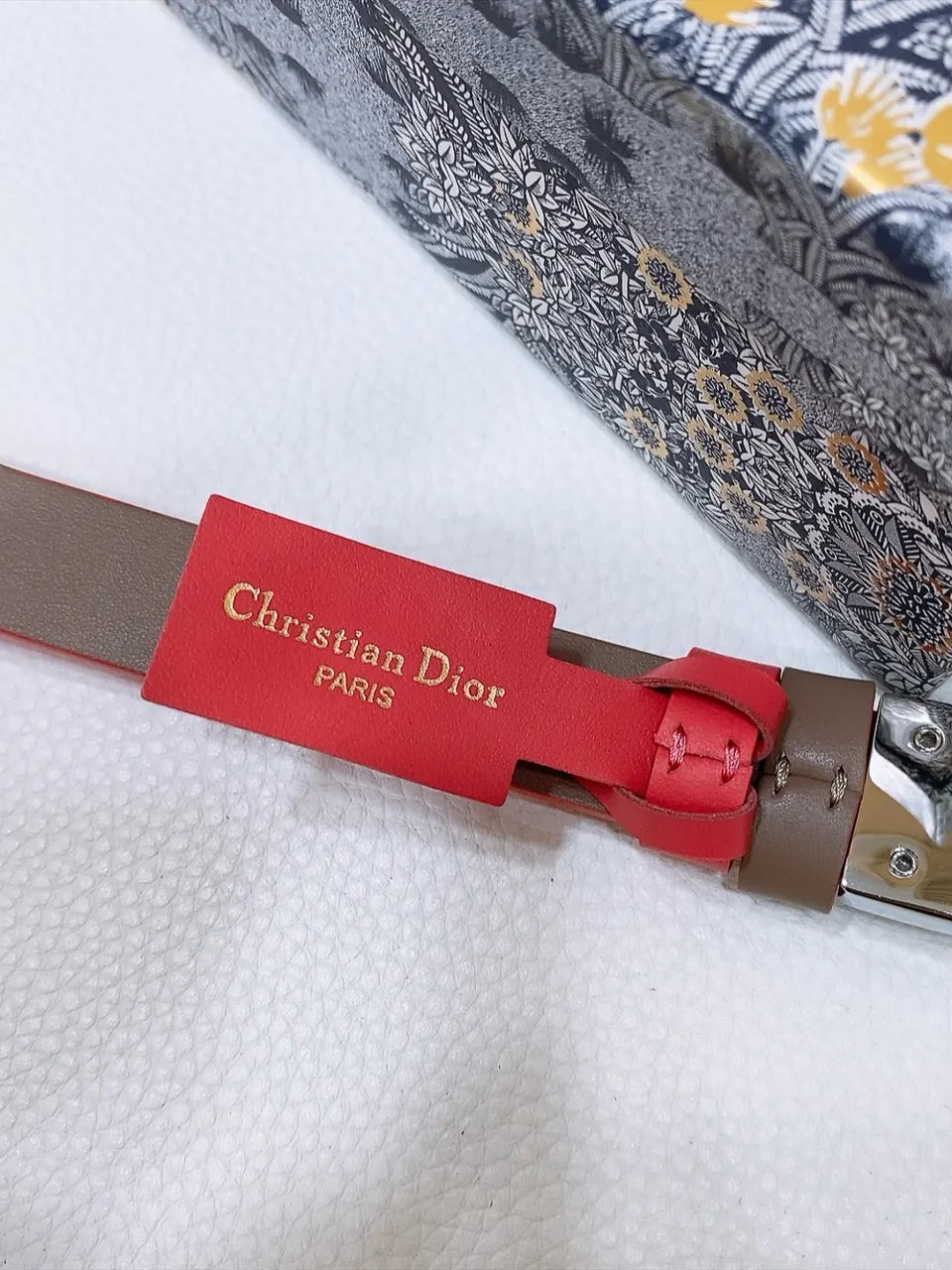Dior Coral Leather Belt - Hình 4
