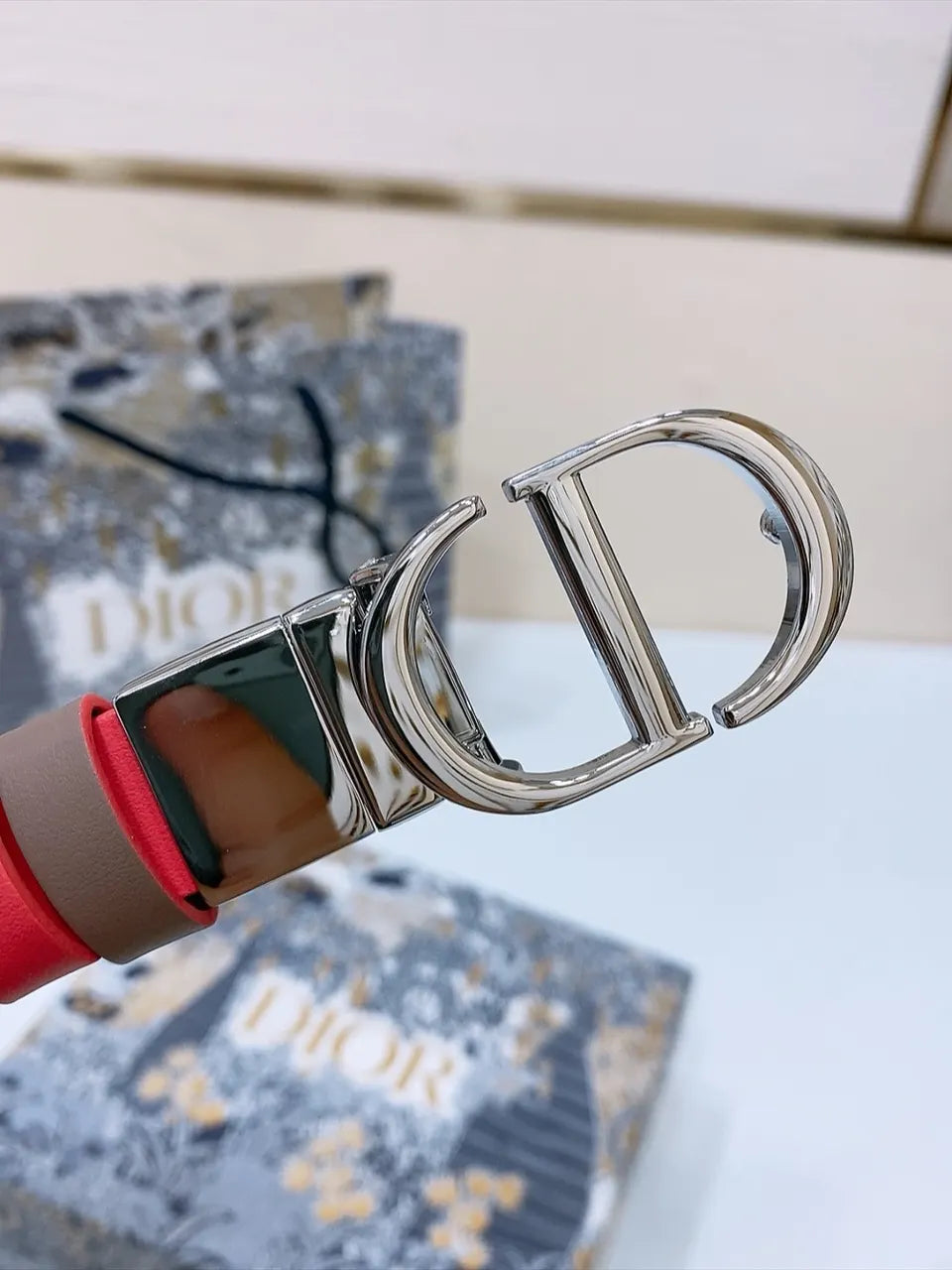 Dior Coral Leather Belt - Hình 3