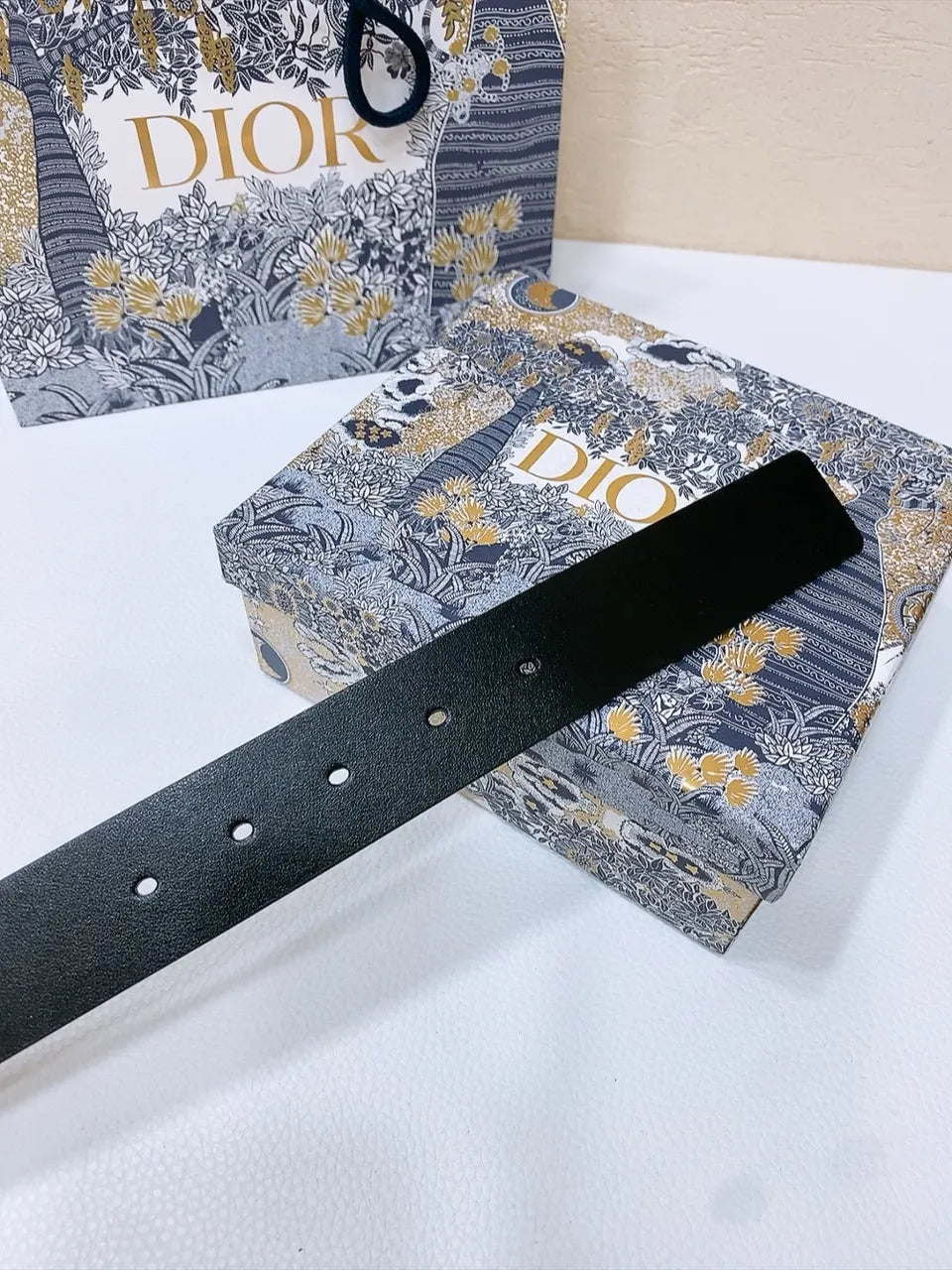Dior Black Leather Belt - Hình 2