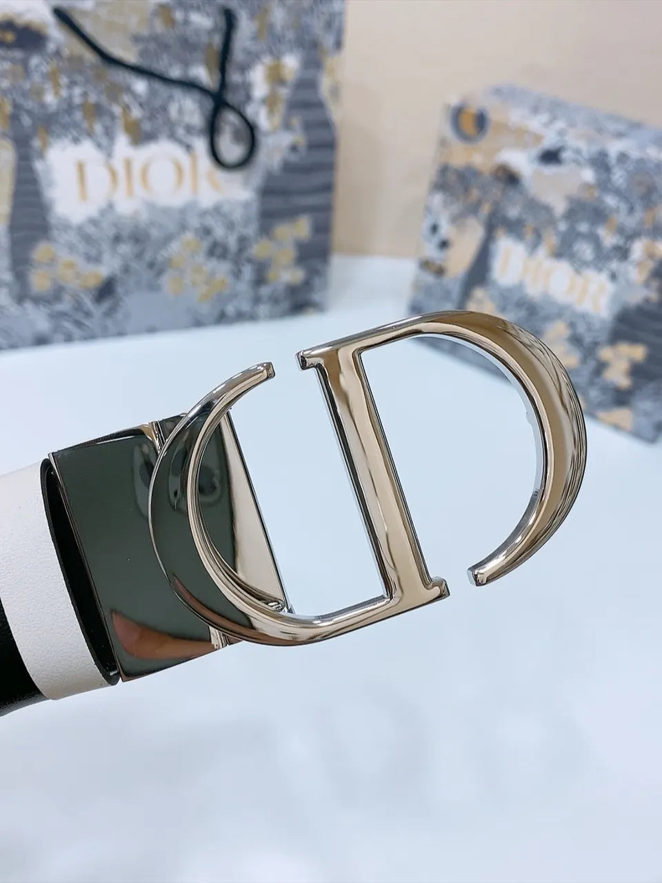 Dior Black Leather Belt - Hình 5