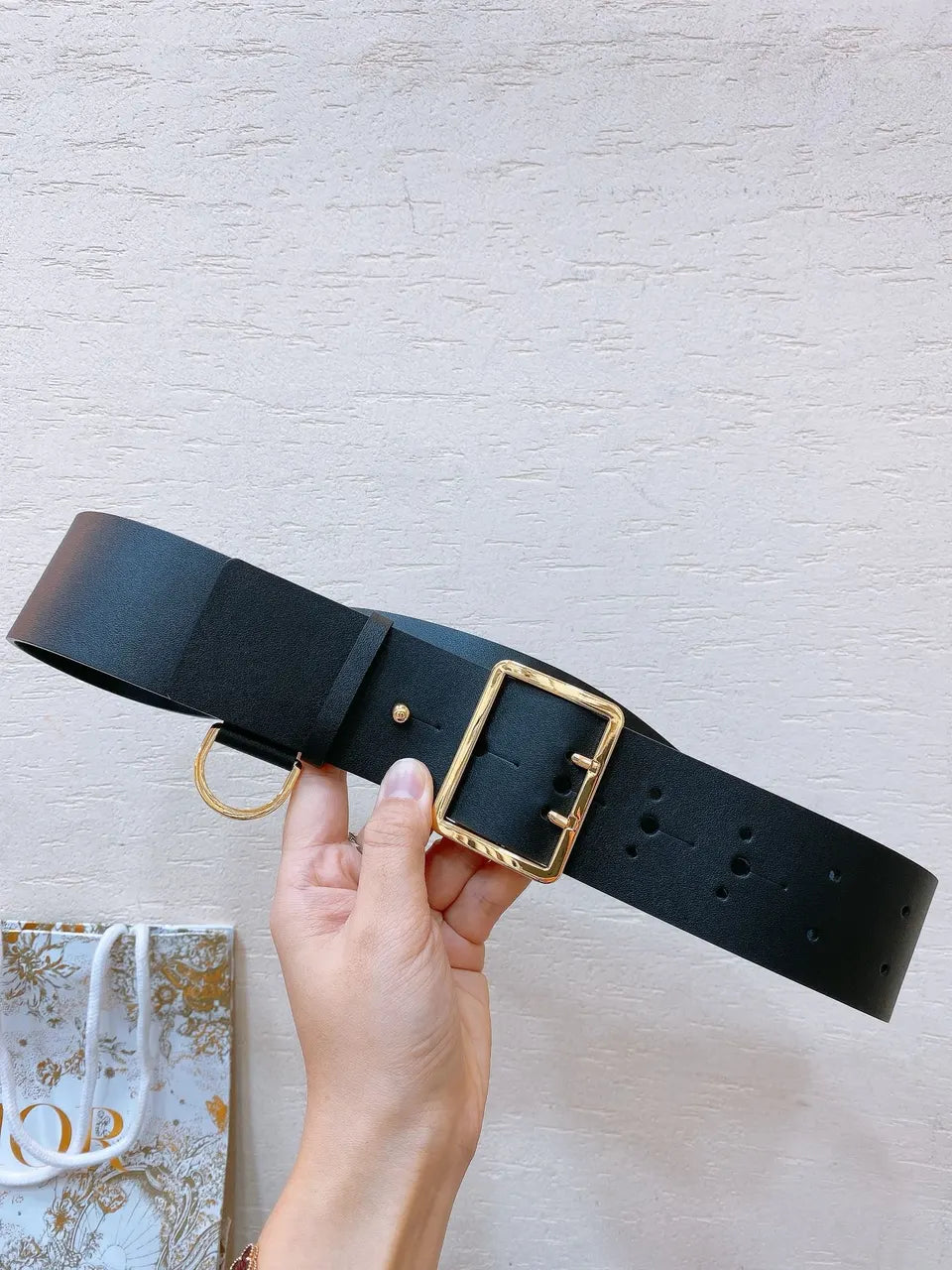 Dior Black Leather Belt - Hình 2