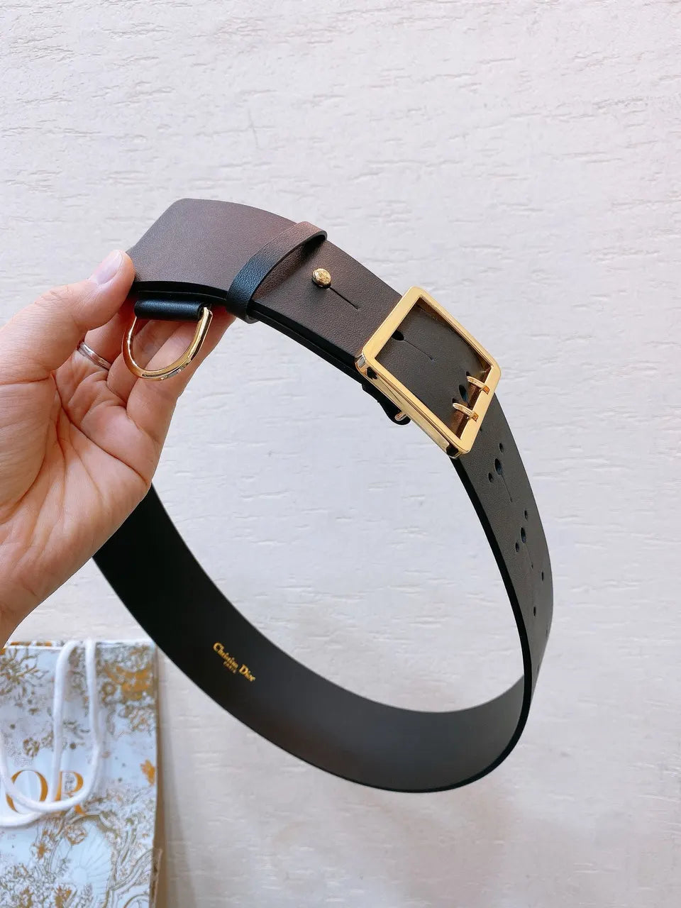 Dior Black Leather Belt - Hình 8