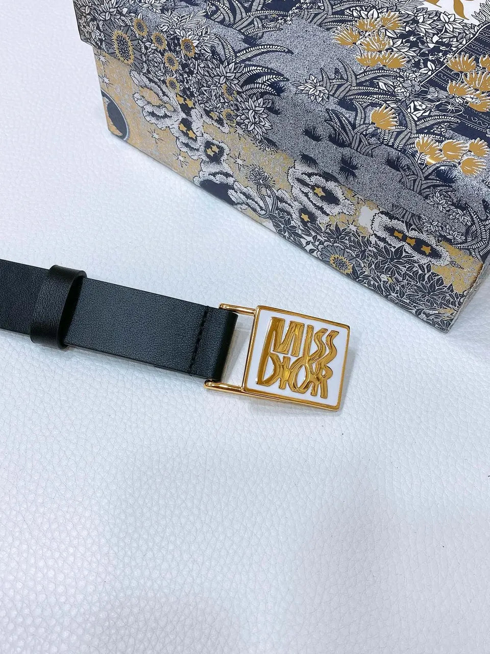 Dior Black Leather Belt - Hình 4
