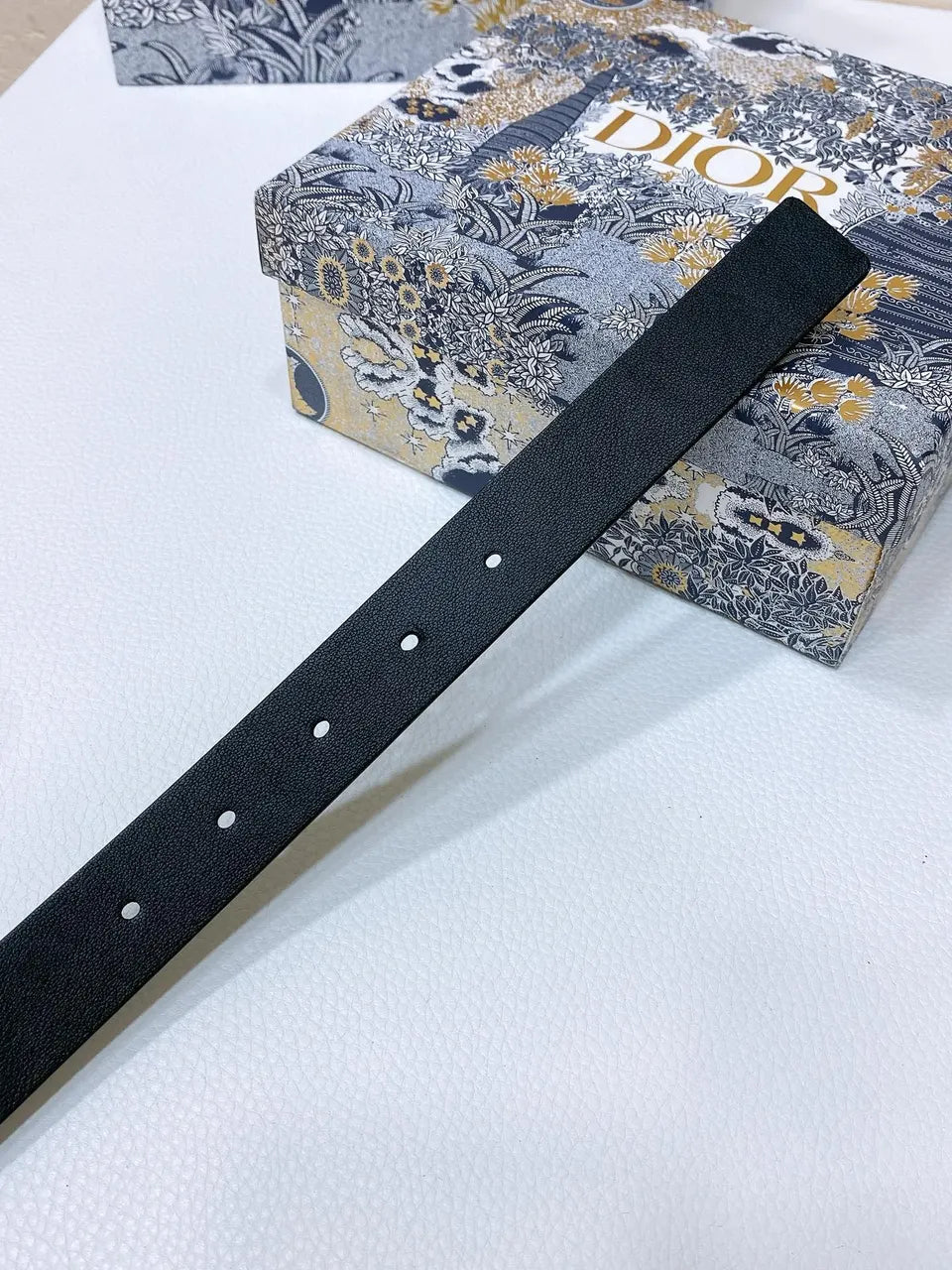 Dior Black Leather Belt - Hình 2