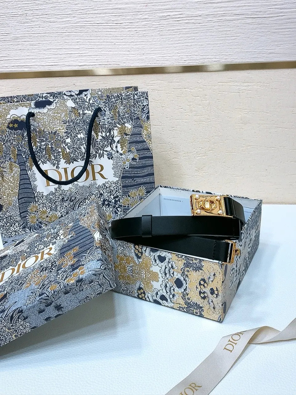 Dior Black Leather Belt - Hình 4