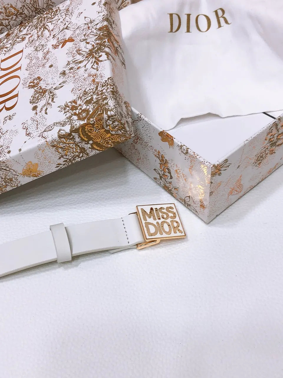 Dior White Leather Belt - Hình 5